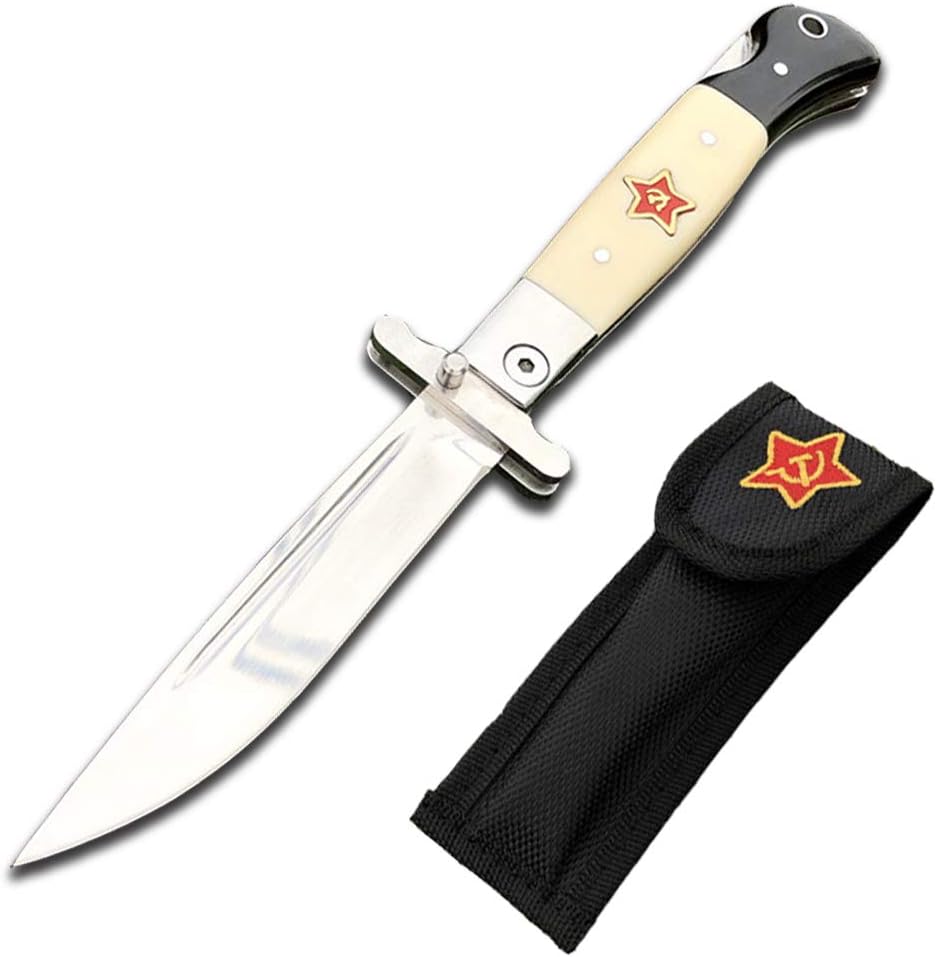 Russian Knife Finka NKVD Knife KGB Manual Folding Pocket Knife Black White Handle Chinese High Hardn