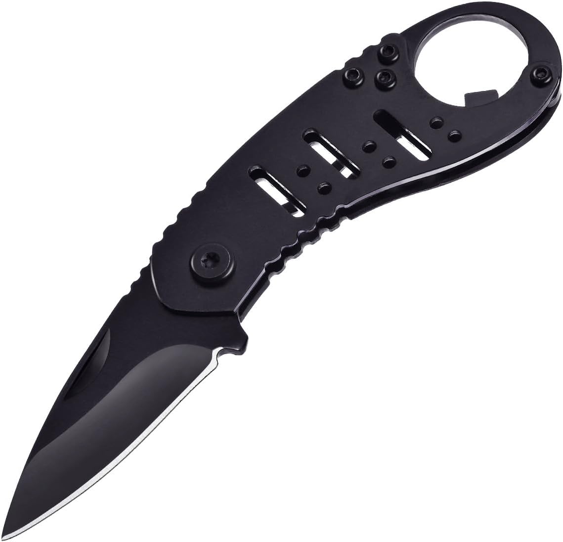 Multifunction Mini Folding Knife, Bottle Opener & Keyring with Belt Clip, Blade Length 4.3 cm (B